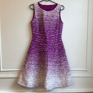Oscar de la Renta Elegant Purple and White Sleeveless Dress